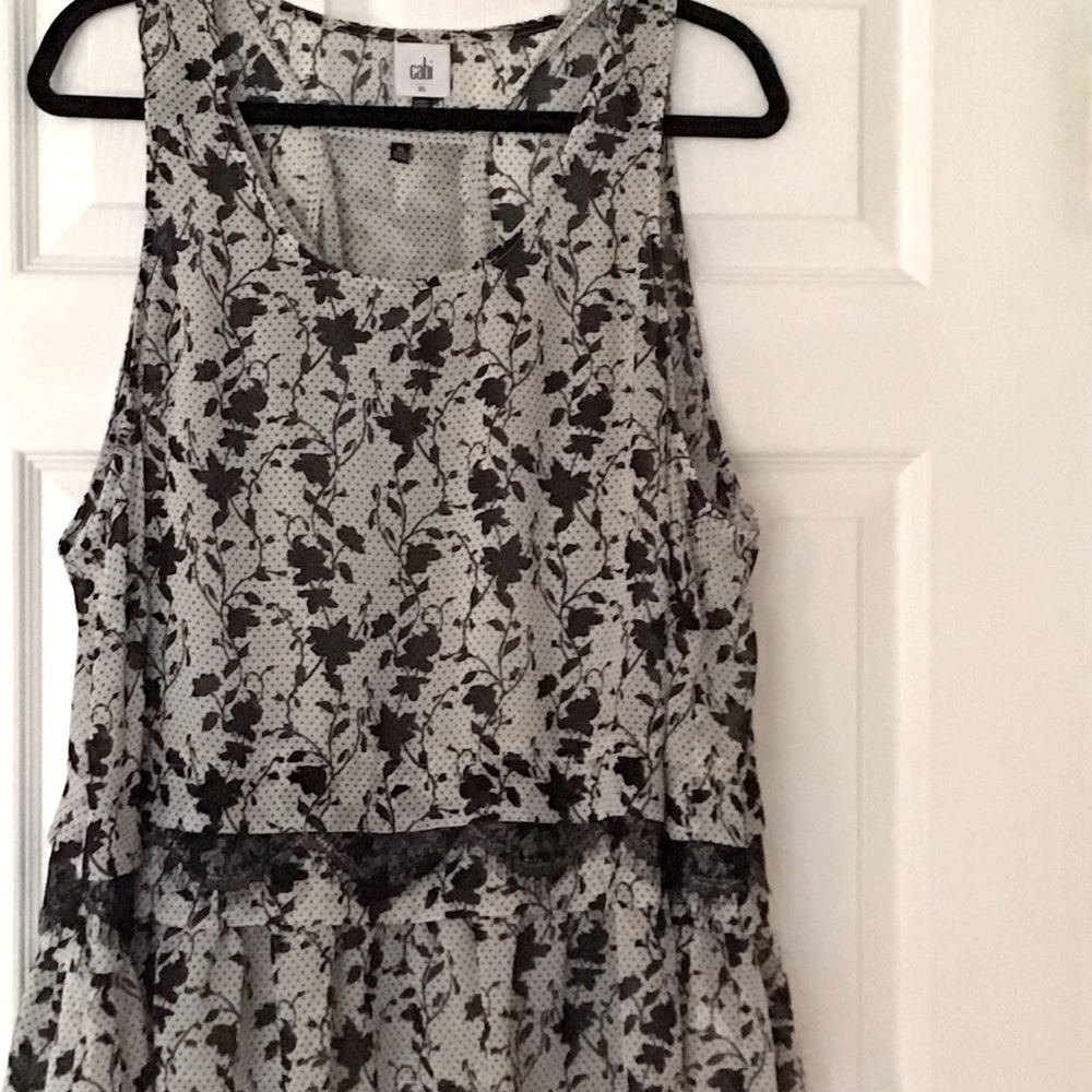 CAbi black white floral polka-dot 2 piece set